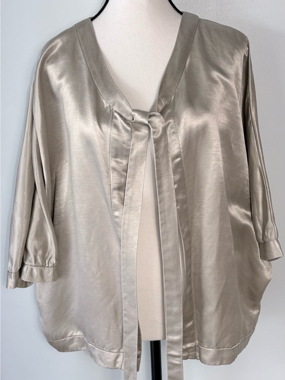Anthropologie from Elevenses Champagne Dolman Tie-Front Jacket